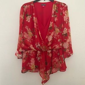 Floral and flowy! Beautiful Vince Camuto blood, red with flowers.